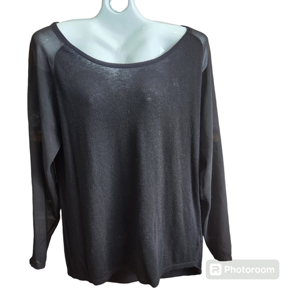 Jeans by Buffalo "Bondy" Gothcore Sheer Long Sleeve Rave Hi-Low Black Sweater L - Picture 3 of 10